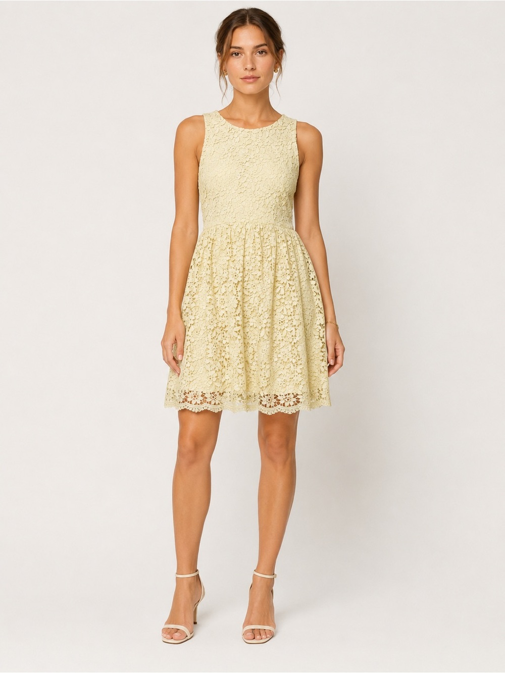 Zara Women’s S Buttery Yelllow Crochet Floral Lace Dress Cocktail Easter Halter